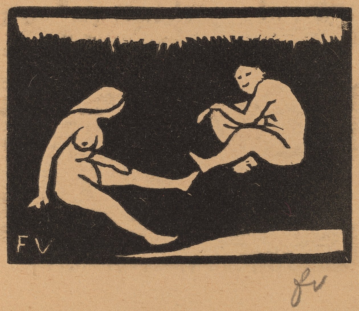 两个坐着洗澡的人 Deux baigneuses assises, 1893. 作者 费利克斯·瓦尔洛顿