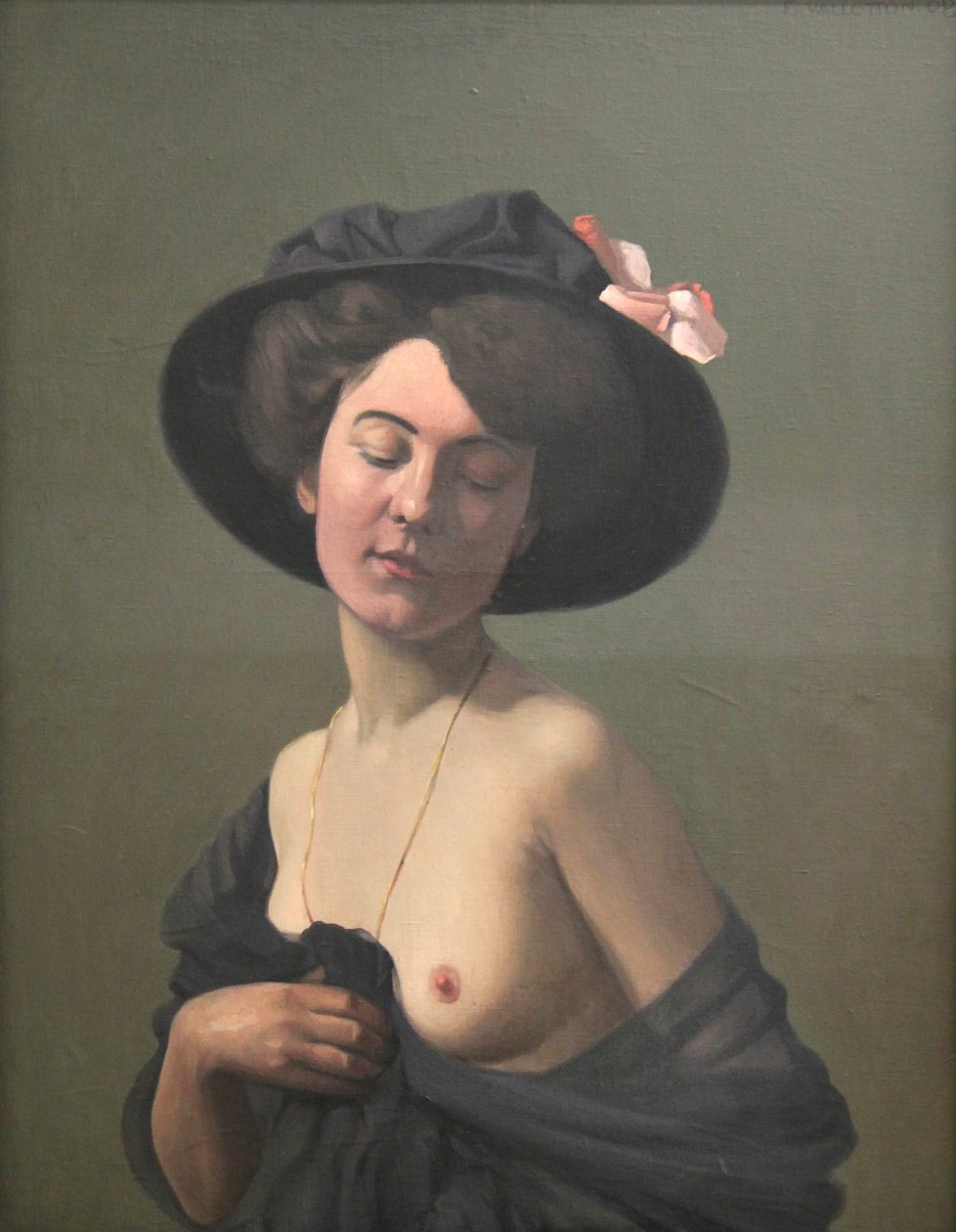 戴黑帽的年轻女人》，1908年 作者 费利克斯·瓦尔洛顿
