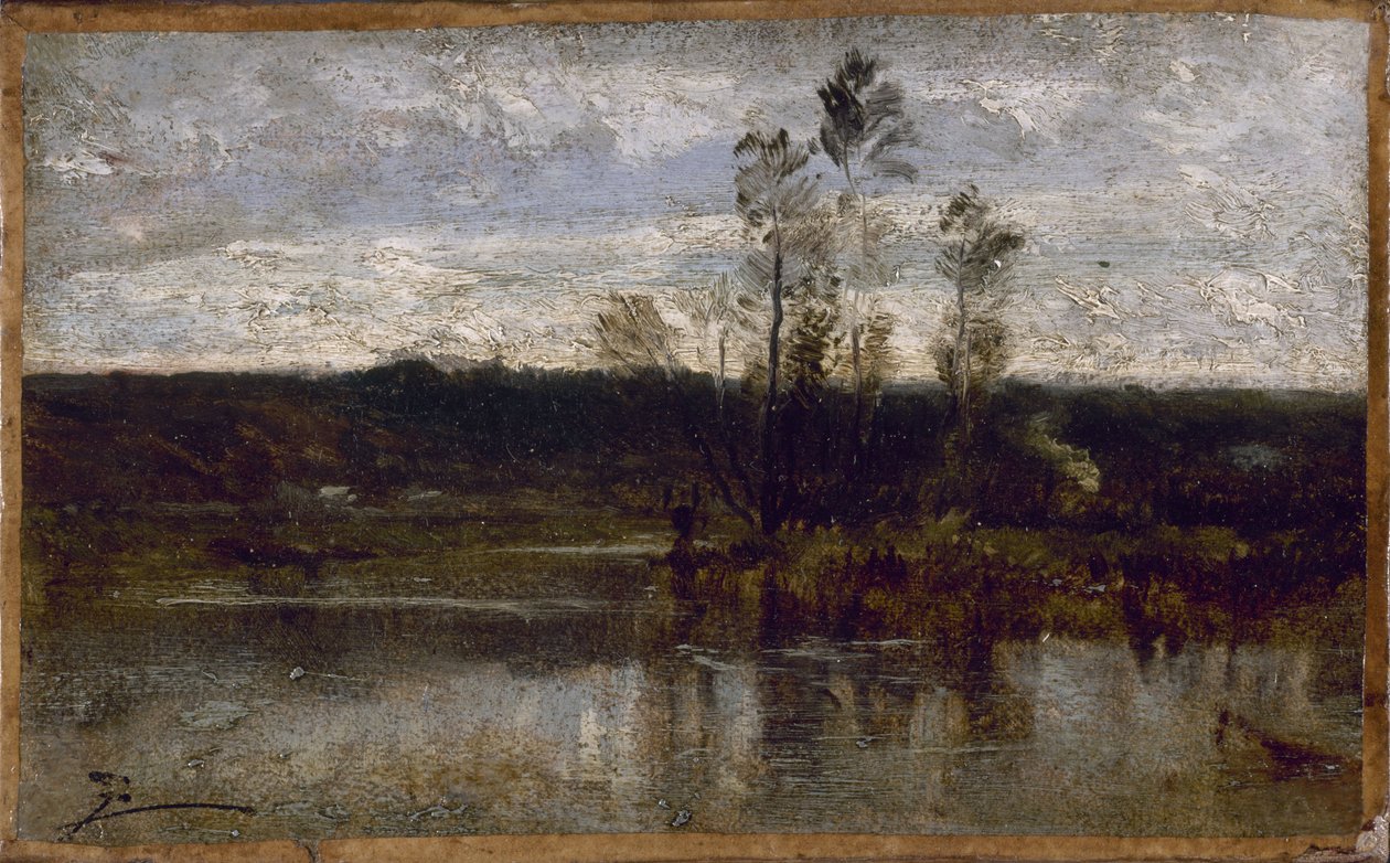 河畔，1850 年至 1860 年（布面油画） 作者 费利克斯·齐姆