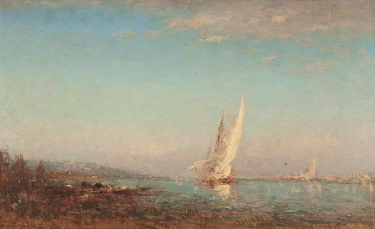 马尔蒂格，白帆，1890 至 1895 年间（木板油画） 作者 费利克斯·齐姆