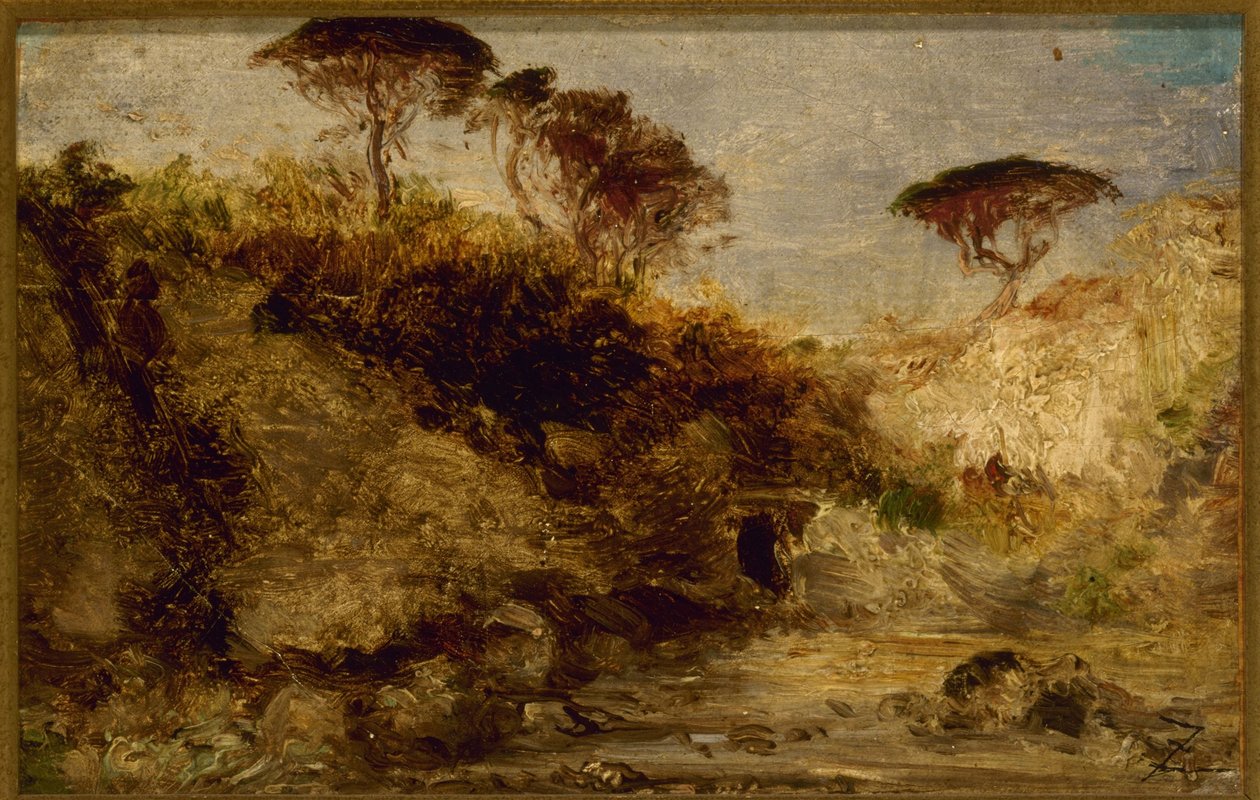 那不勒斯，伞状松树，1850 年至 1862 年间（布面纸上油画） 作者 费利克斯·齐姆