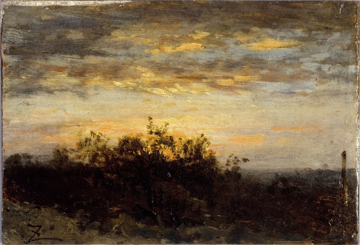 日落，1850 至 1860 年间（木板油画） 作者 费利克斯·齐姆