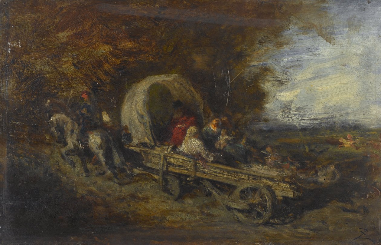 马车，1843 至 1844 年间（木板油画） 作者 费利克斯·齐姆