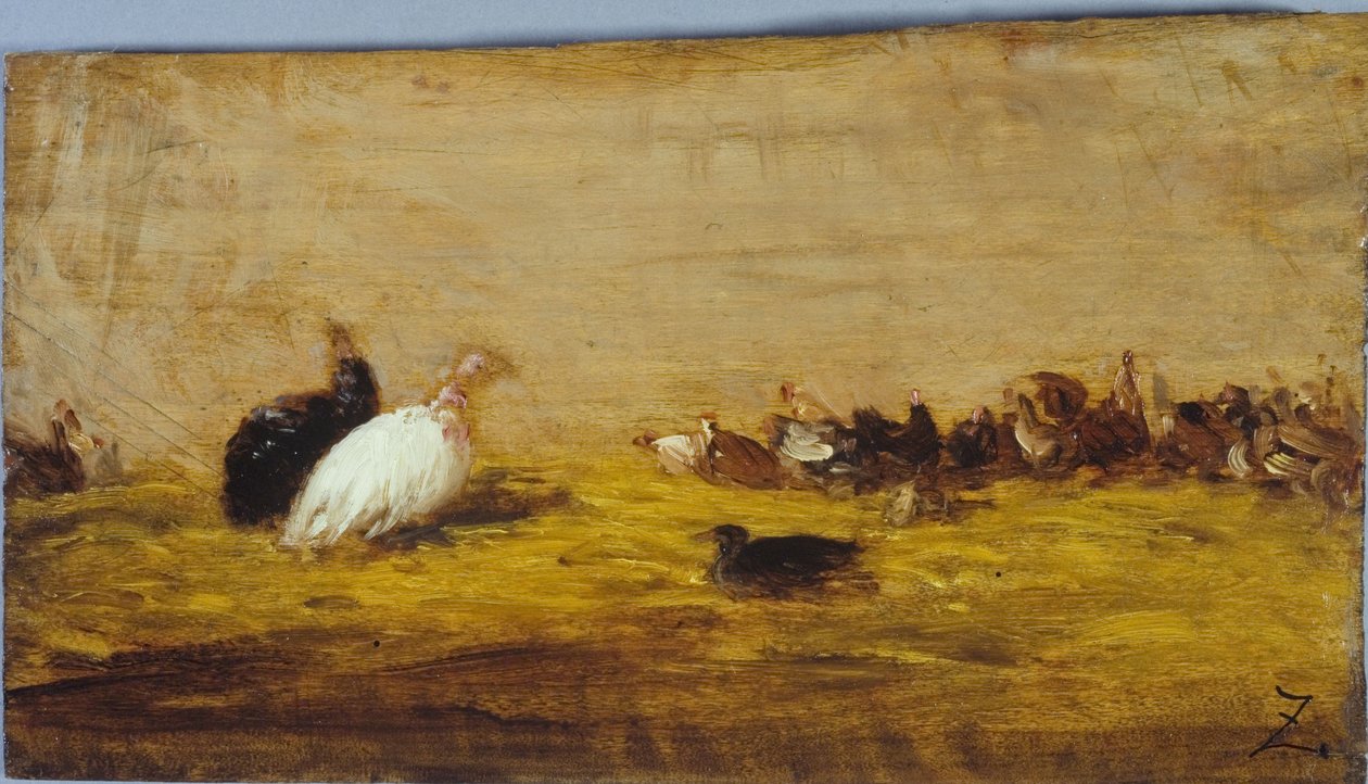 火鸡，1850 年至 1855 年（木板油画） 作者 费利克斯·齐姆