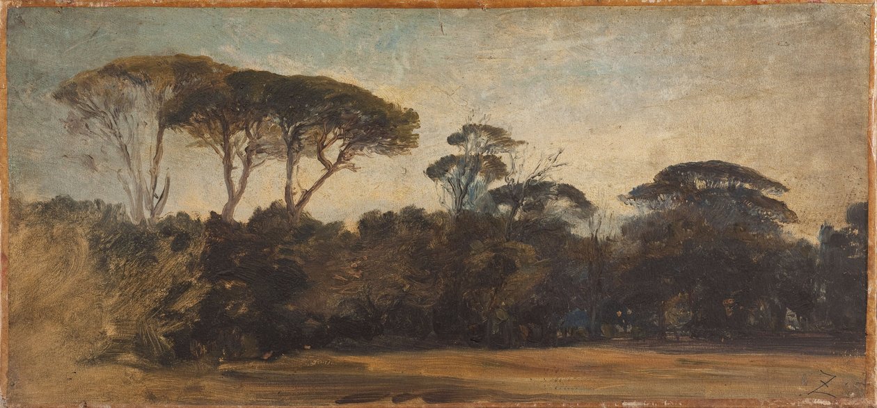 那不勒斯附近的伞松，约 1847 年（布面油画纸） 作者 费利克斯·齐姆