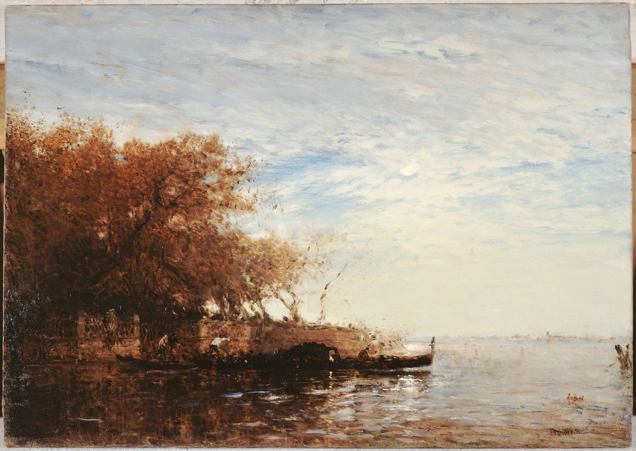 威尼斯，月光下的法式花园，1880 至 1890 年间（布面油画） 作者 费利克斯·齐姆