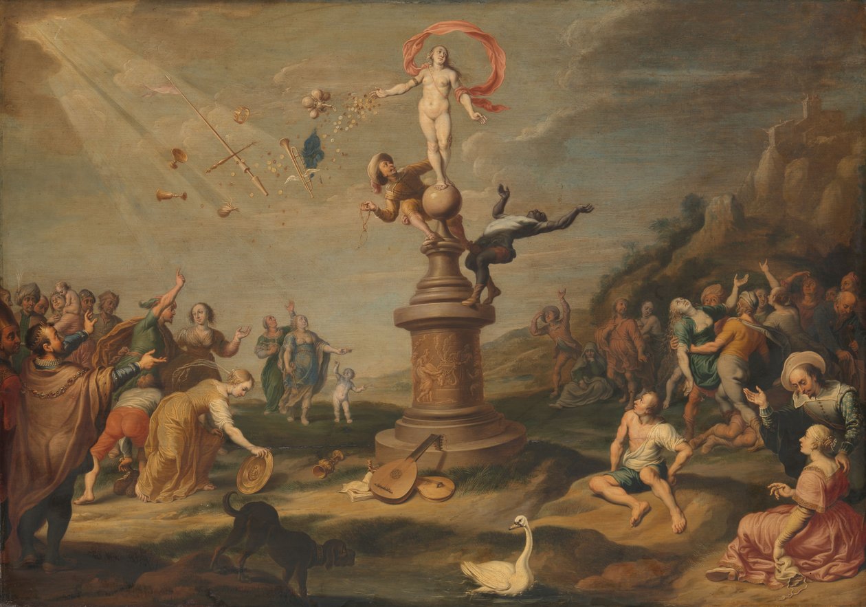 福尔图娜赐予她的礼物，约 1645 年（木板油画） 作者 Floquet 或 Floquet 西蒙·弗洛凯