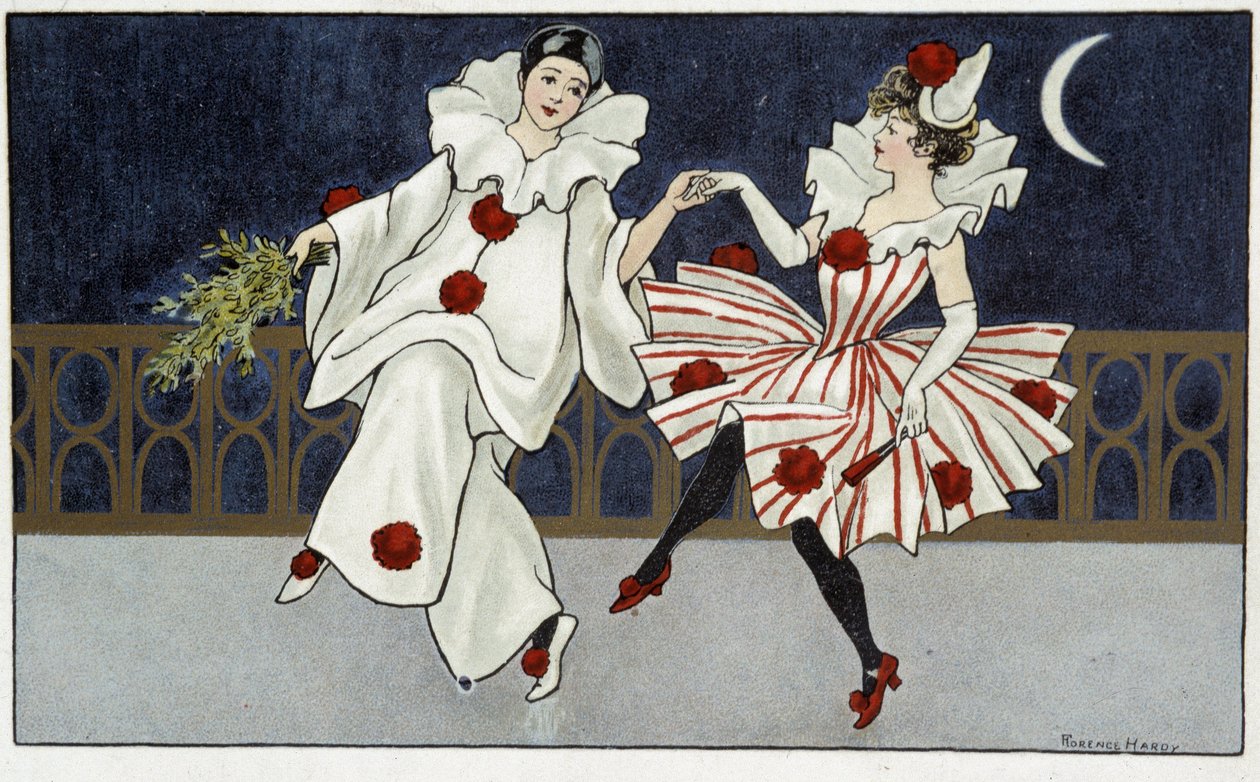 Pierrot 和 Colombine 在月光下翩翩起舞 - dess。 作者：Florence Hardy，deb。 20世纪 作者 佛罗伦萨·哈迪