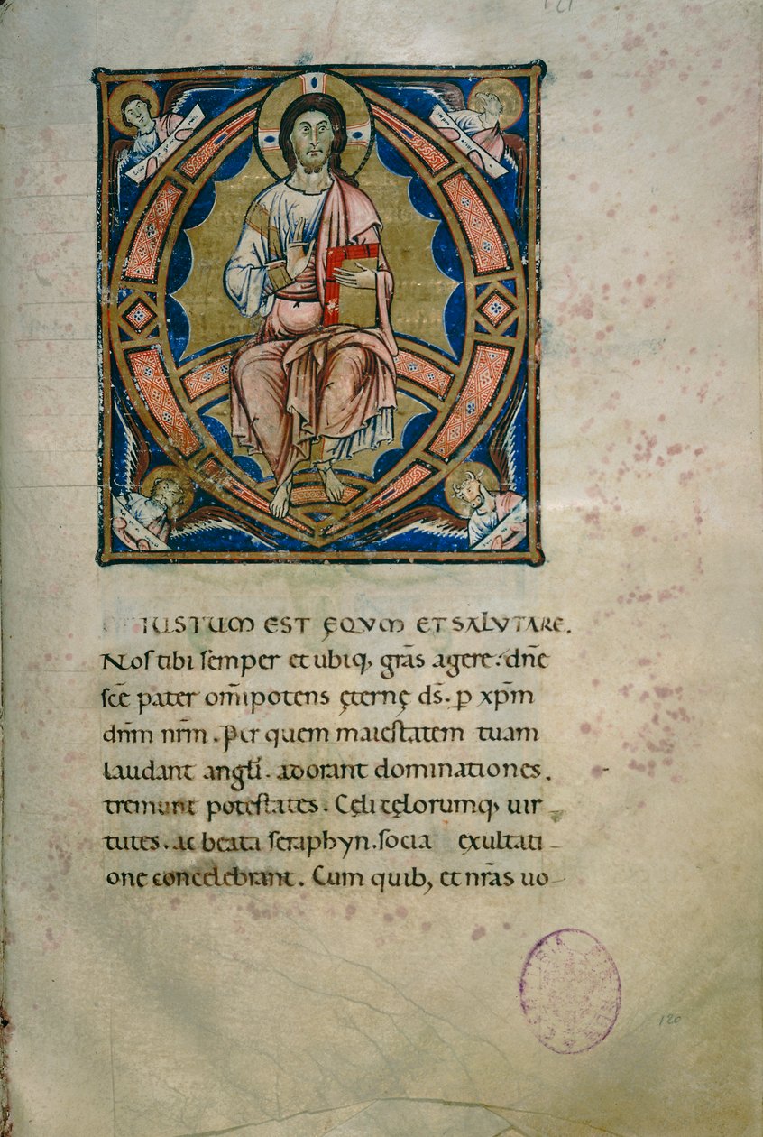 基督在威严中的发光页面和福音传教士的象征（Cod. Calci，ms. 36，c. 120） 作者 佛罗伦萨学校