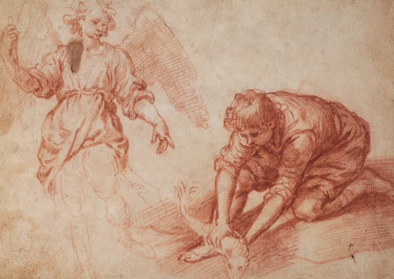 托比亚斯和天使（红色粉笔） 作者 佛罗伦萨学校