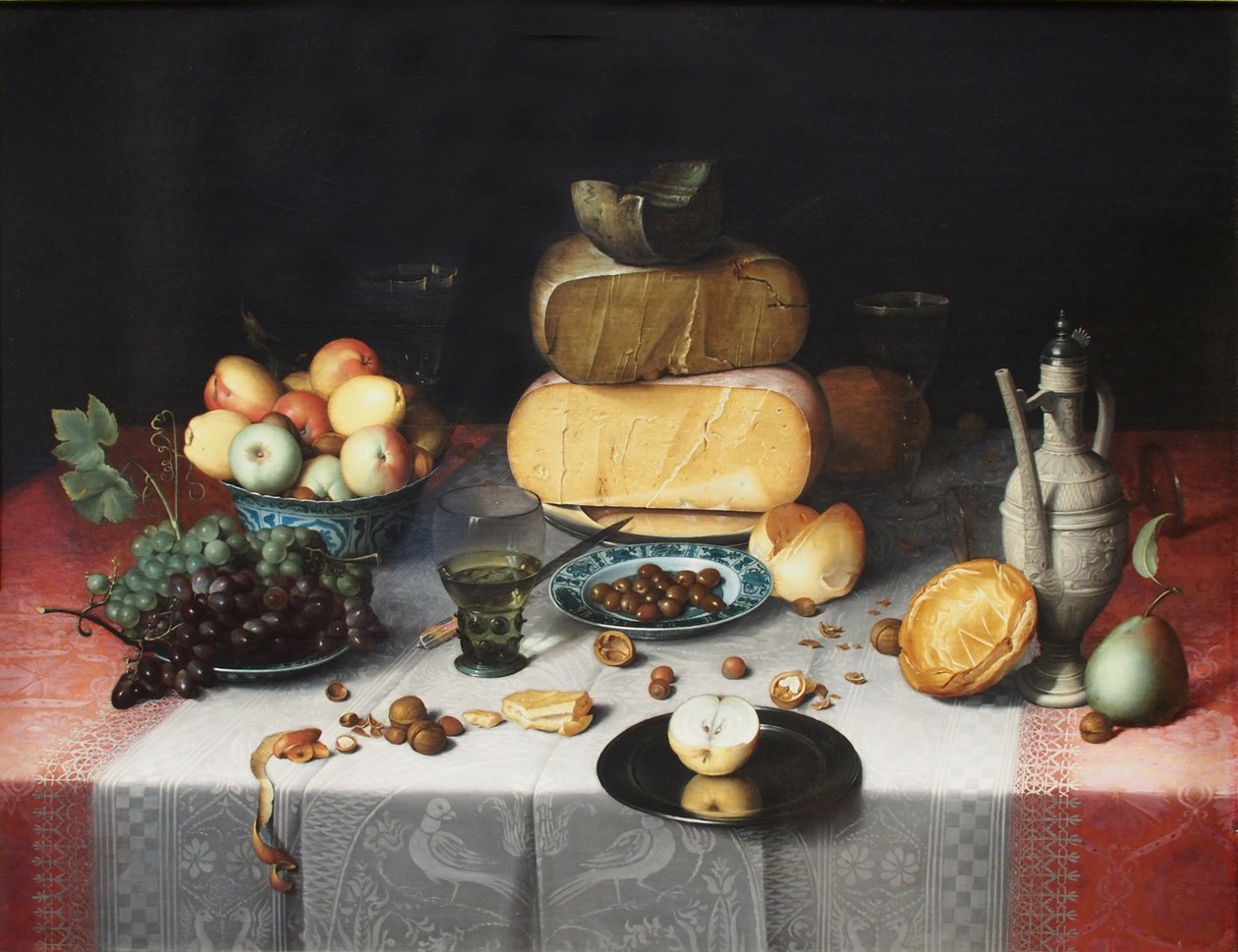 静物与奶酪 作者 Floris Claesz。范戴克