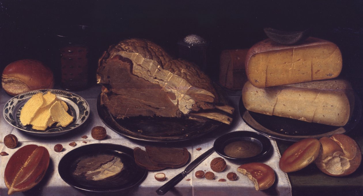 早餐，1615-1620年 作者 弗洛里斯·格里兹·范·斯霍滕