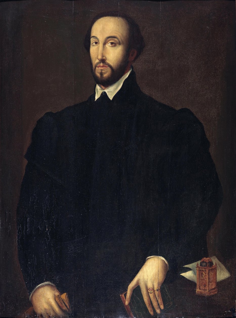 Antoine Perrenot de Granvelle（1517-1586），红衣主教和部长在西班牙荷兰的肖像 作者 安东尼·莫尔（Antonis Mor）的追随者