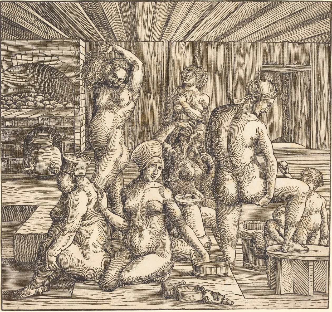 德语：Frauenbad 女子浴场 作者 阿尔布雷希特·丢勒 (Albrecht Durer) 的追随者