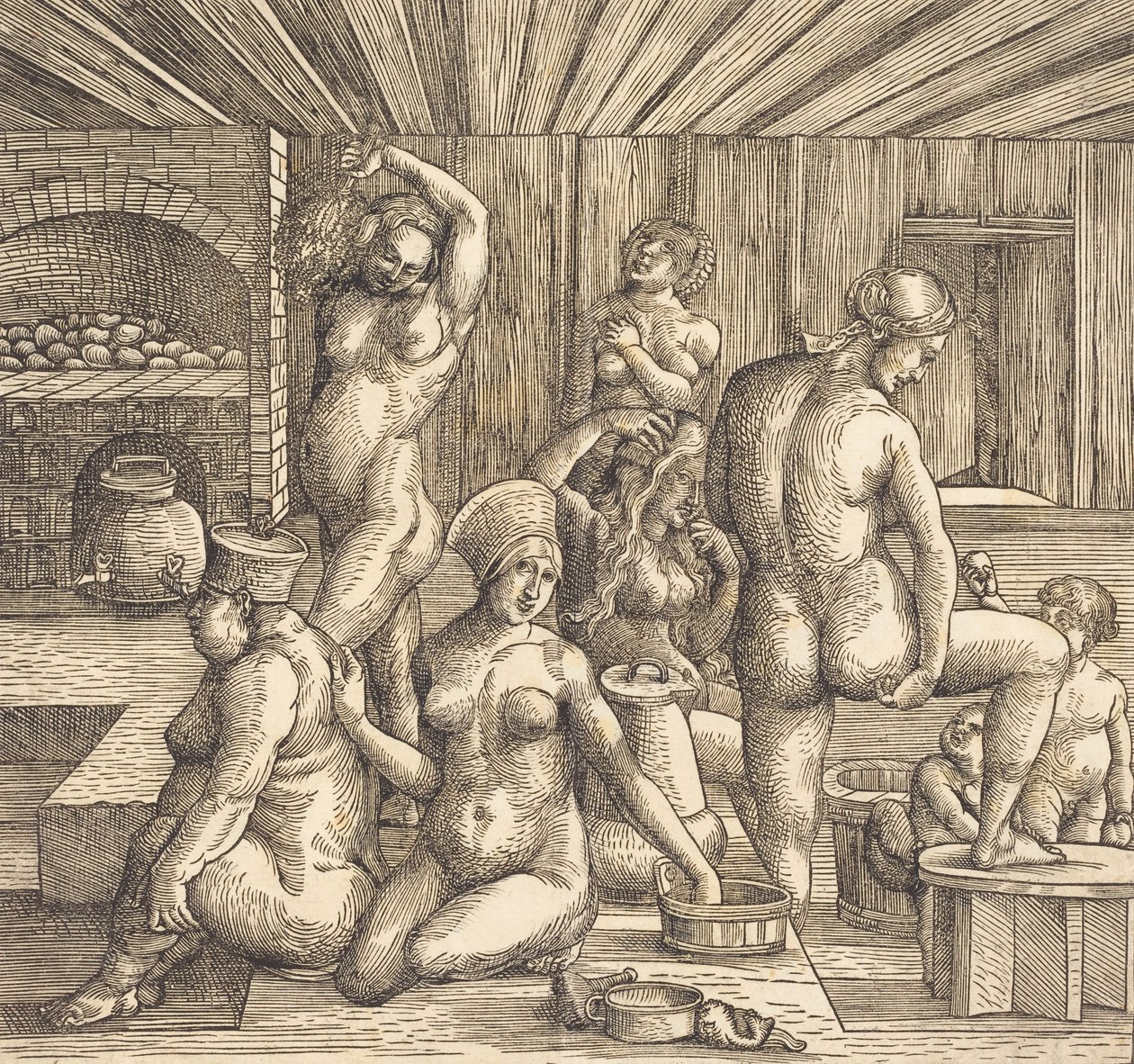 妇女浴室，约1505-1510。 作者 阿尔布雷希特·丢勒 (Albrecht Durer) 的追随者