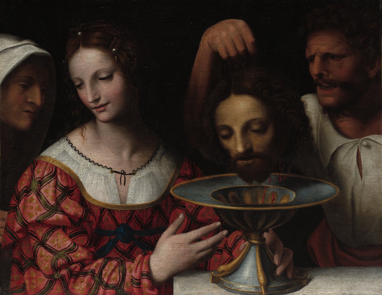 带着施洗者圣约翰头颅的莎乐美 作者 贝纳迪诺·卢尼 (Bernardino Luini) 的追随者
