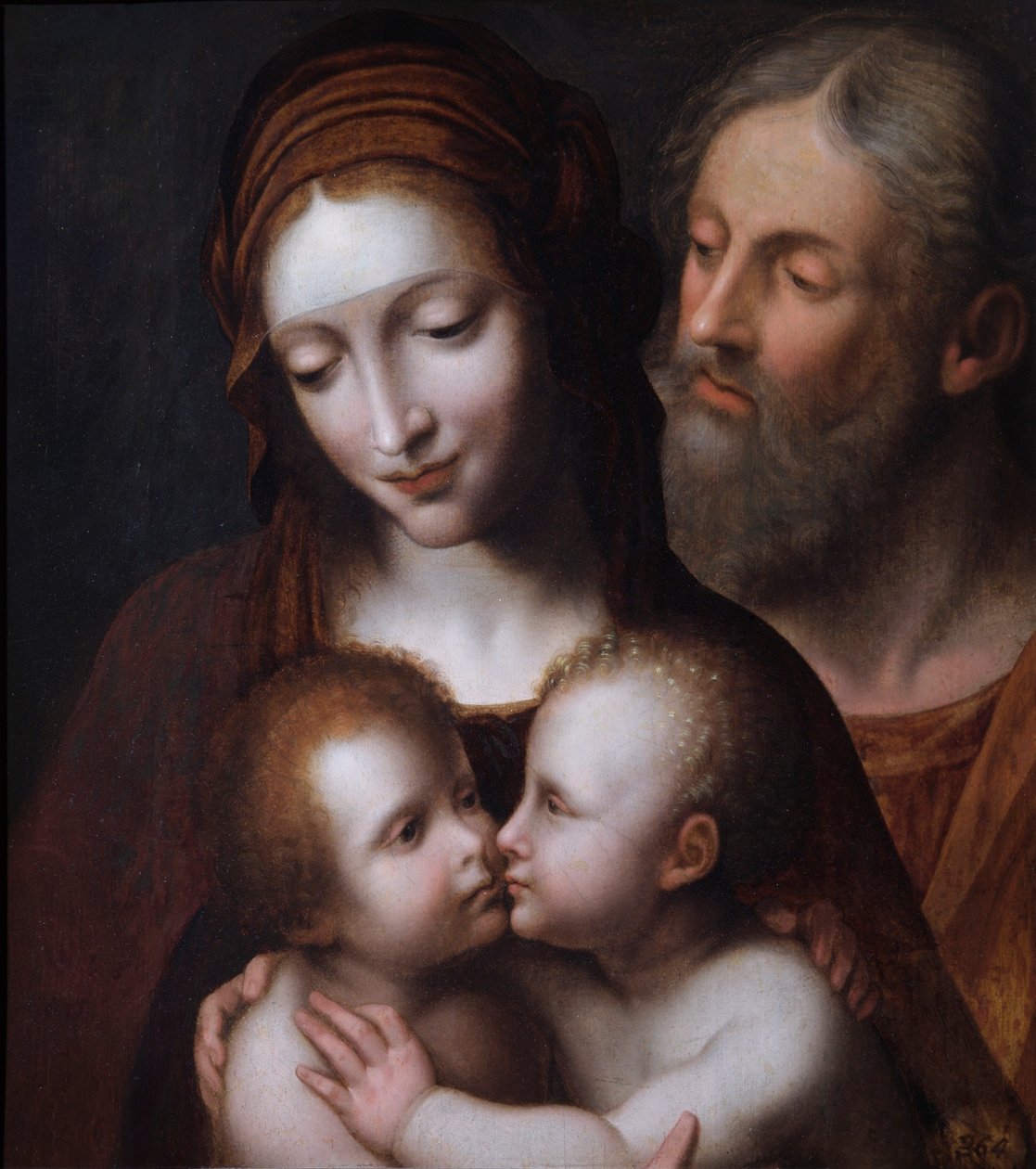 圣家族与婴儿圣约翰》，16世纪 作者 贝纳迪诺·卢尼 (Bernardino Luini) 的追随者