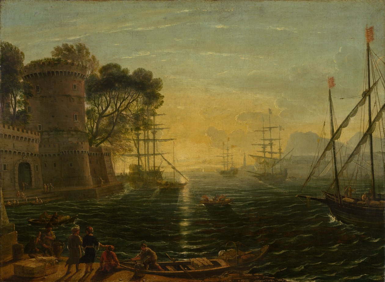 夕阳下的港湾 作者 克劳德·洛兰（Claude Lorrain）的追随者