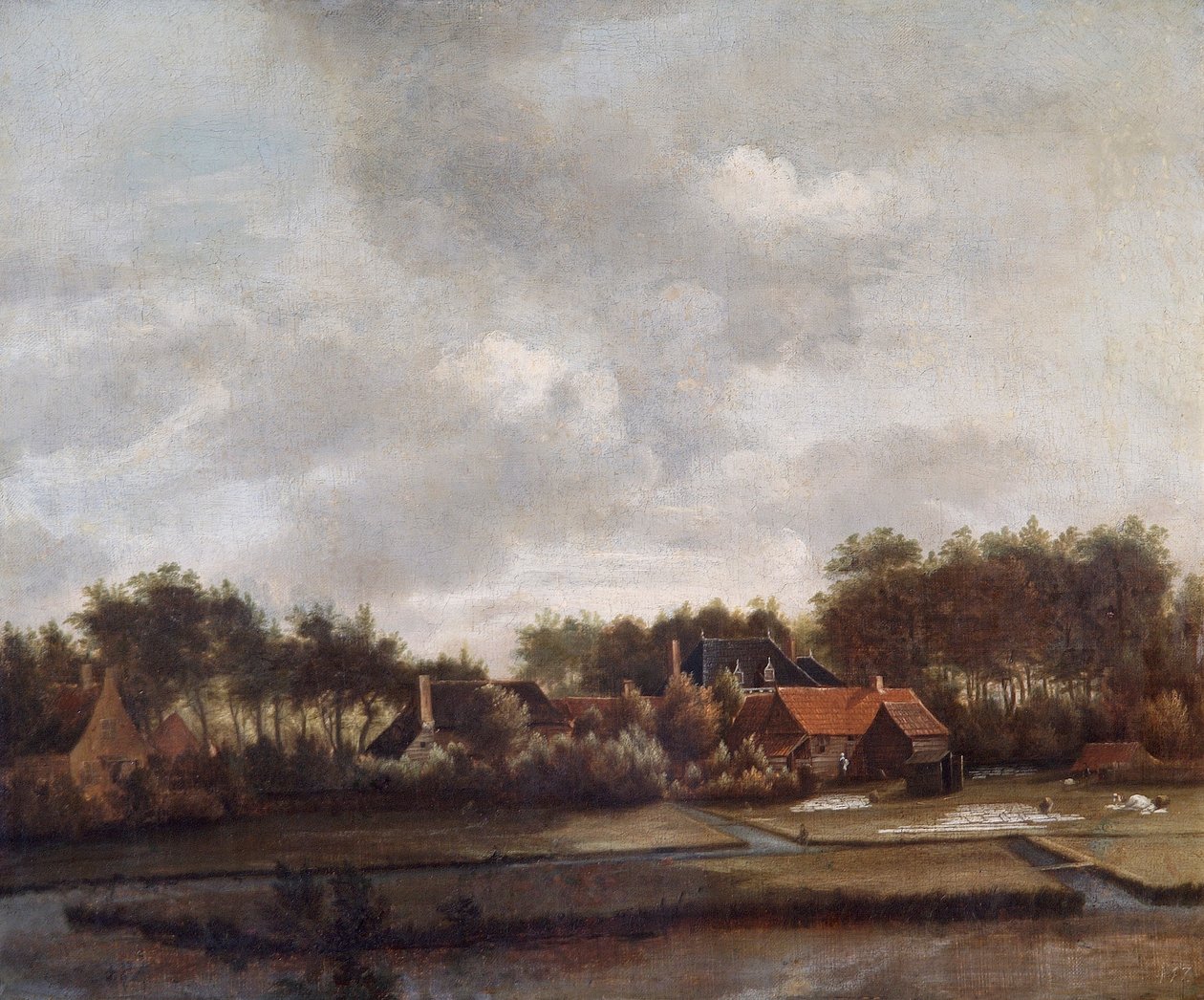 风景，与漂白地》，17世纪 作者 Jan van Ruisdael 的追随者