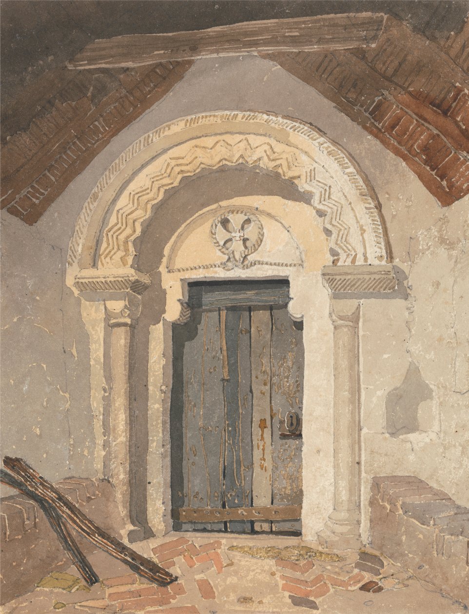诺曼门洞，诺福克托滕希尔教堂 作者 John Sell Cotman 的追随者