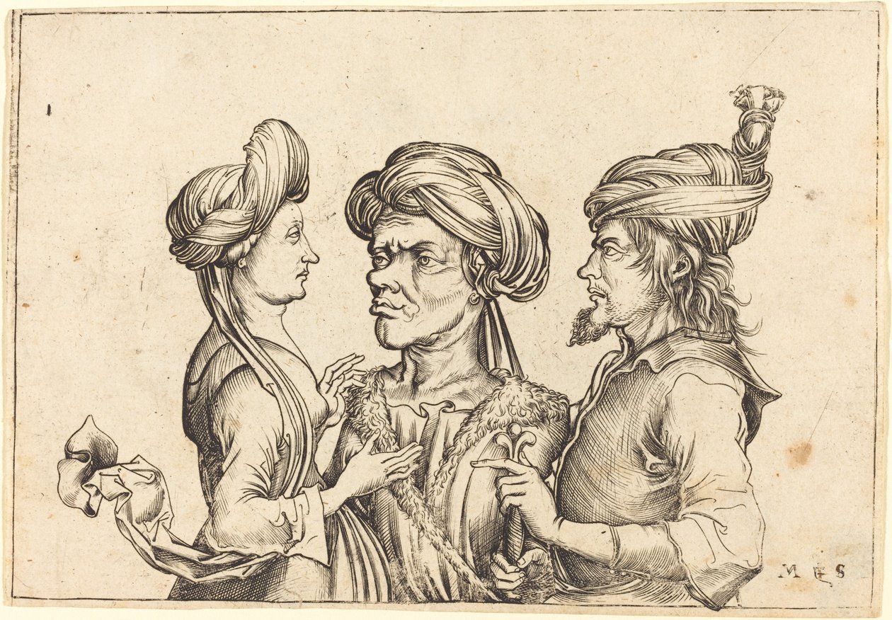 三个东方人物 作者 Martin Schongauer 的追随者