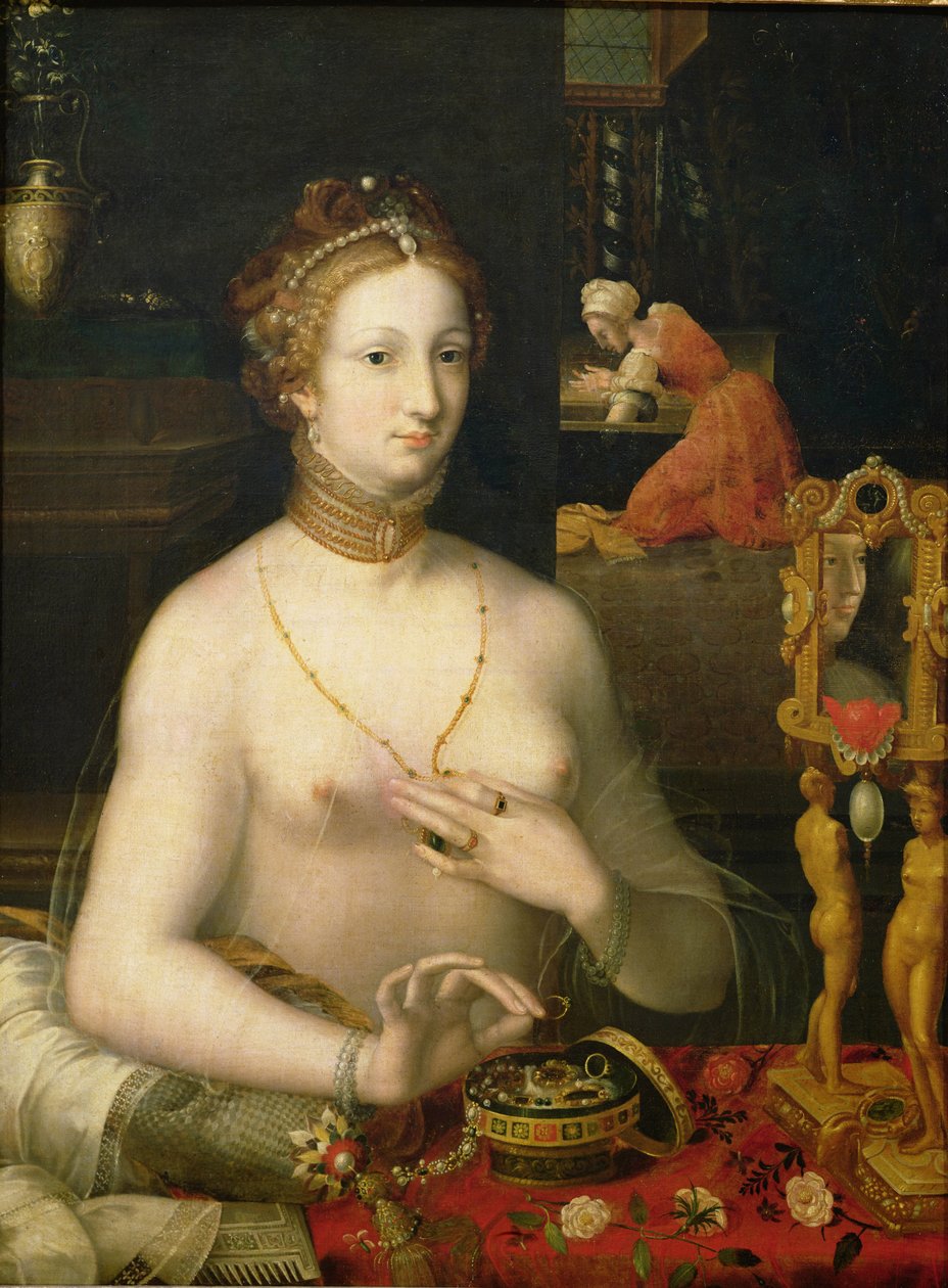 她的洗手间的妇女，1585-95 作者 枫丹白露学校