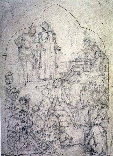 爱德华三世法院的乔uc-研究，1845年 作者 福特·马多克斯·布朗
