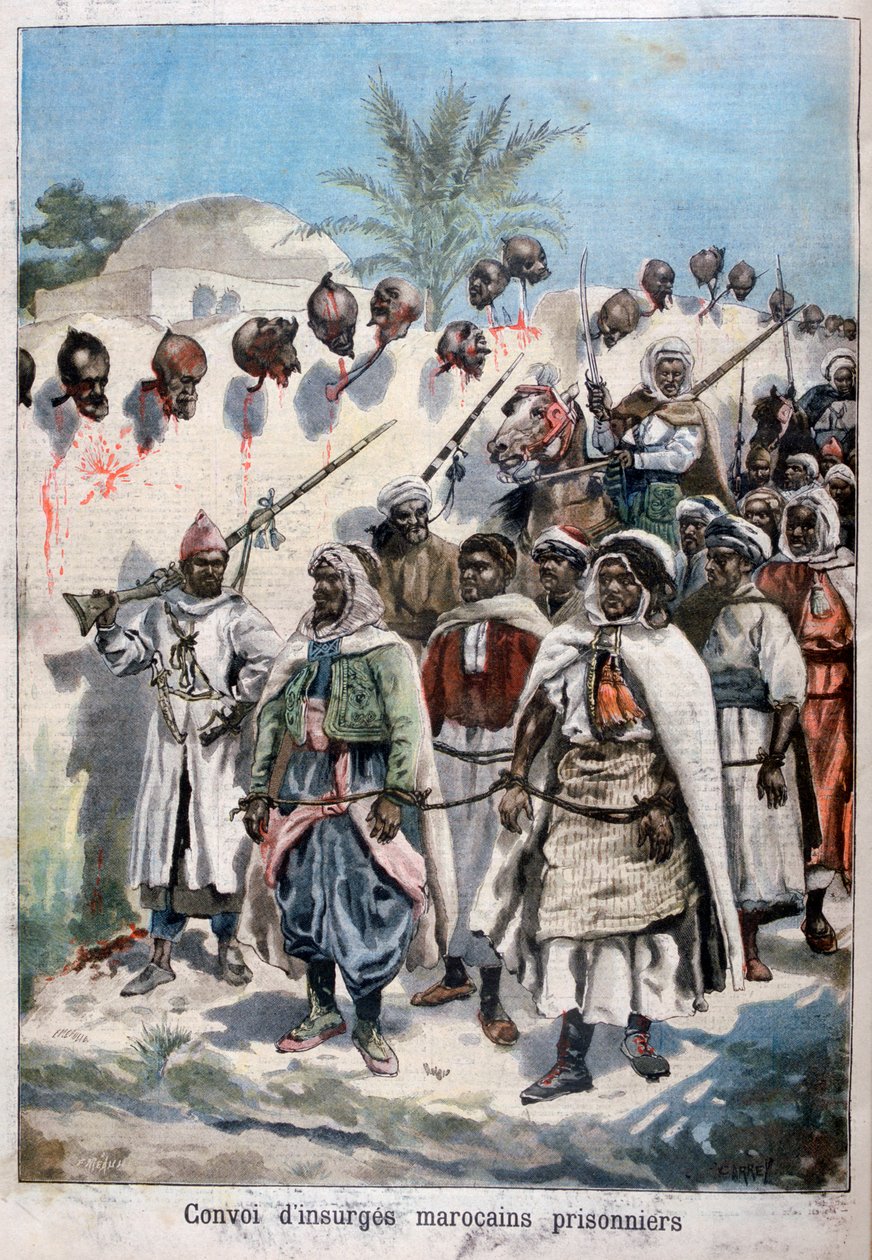 1897年，苏丹·阿卜杜勒·哈菲兹（Sultan Abdul-Hafizs）军队在塔德拉（Tadla）俘虏了叛乱的摩洛哥人。 作者 福尔莫内