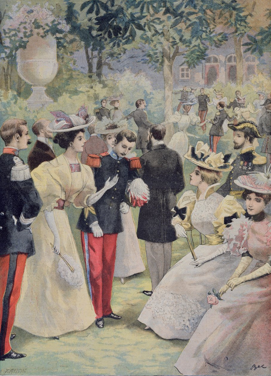爱丽舍的一个花园派对，来自&39;Le Petit Journal&39;的插图，1895年7月21日 作者 路易斯·莫厄尔财富
