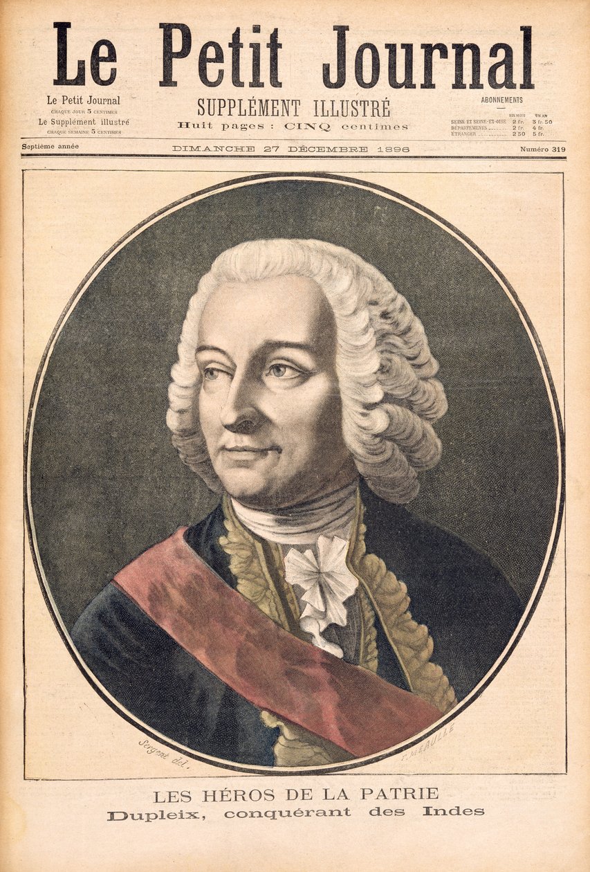 肖像Joseph Francis Dupleix（1697-1763），插图来自&39;Le Peit Journal&39;，1896年12月27日 作者 路易斯·莫厄尔财富
