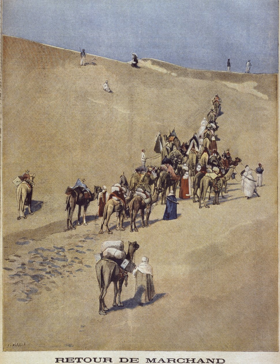 指挥官Jean-Baptiste Marchand的回归，最后一次供应，来自&39;Le Petit Journal：Supplement illustre&39;的插图，1899年4月16日 作者 路易斯·莫厄尔财富
