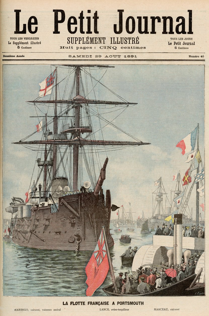 朴茨茅斯的法国小舰队，来自&39;Le Petit Journal&39;，1891年8月29日 作者 路易斯·莫厄尔财富