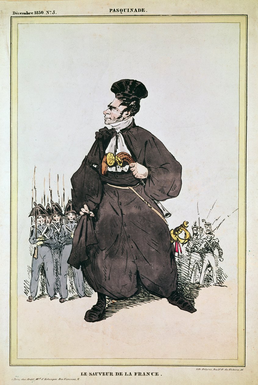 1830年，作为法国救世主的男爵帕斯奎尔的漫画 作者 财富德拉鲁