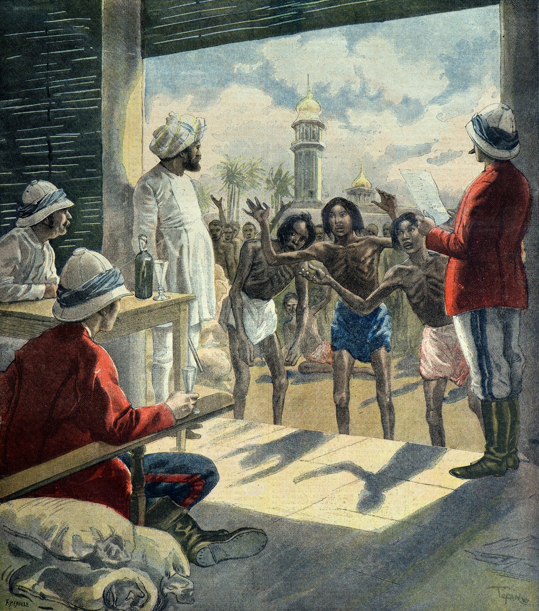 印度教徒在 1896 - 1897 年大饥荒期间向英国人求助（雕刻） 作者 路易斯·莫厄尔财富