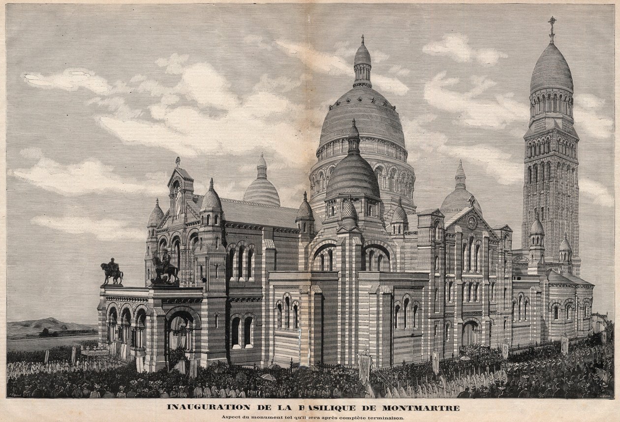 1891年蒙马特圣心大教堂的落成典礼（纪念碑完全建成后的外观）--梅奥勒1891年的雕刻作品。 作者 路易斯·莫厄尔财富