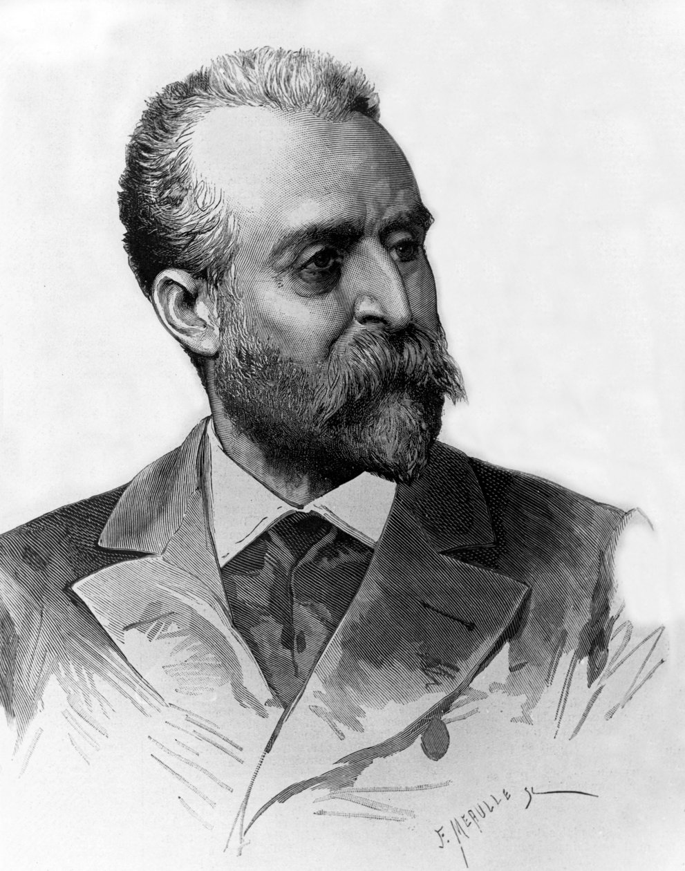 Jaume Ferran i Clua（1851-1929 年），1885 年在马德里治疗霍乱的西班牙医生，Meaulle 的雕刻作品 作者 路易斯·莫厄尔财富