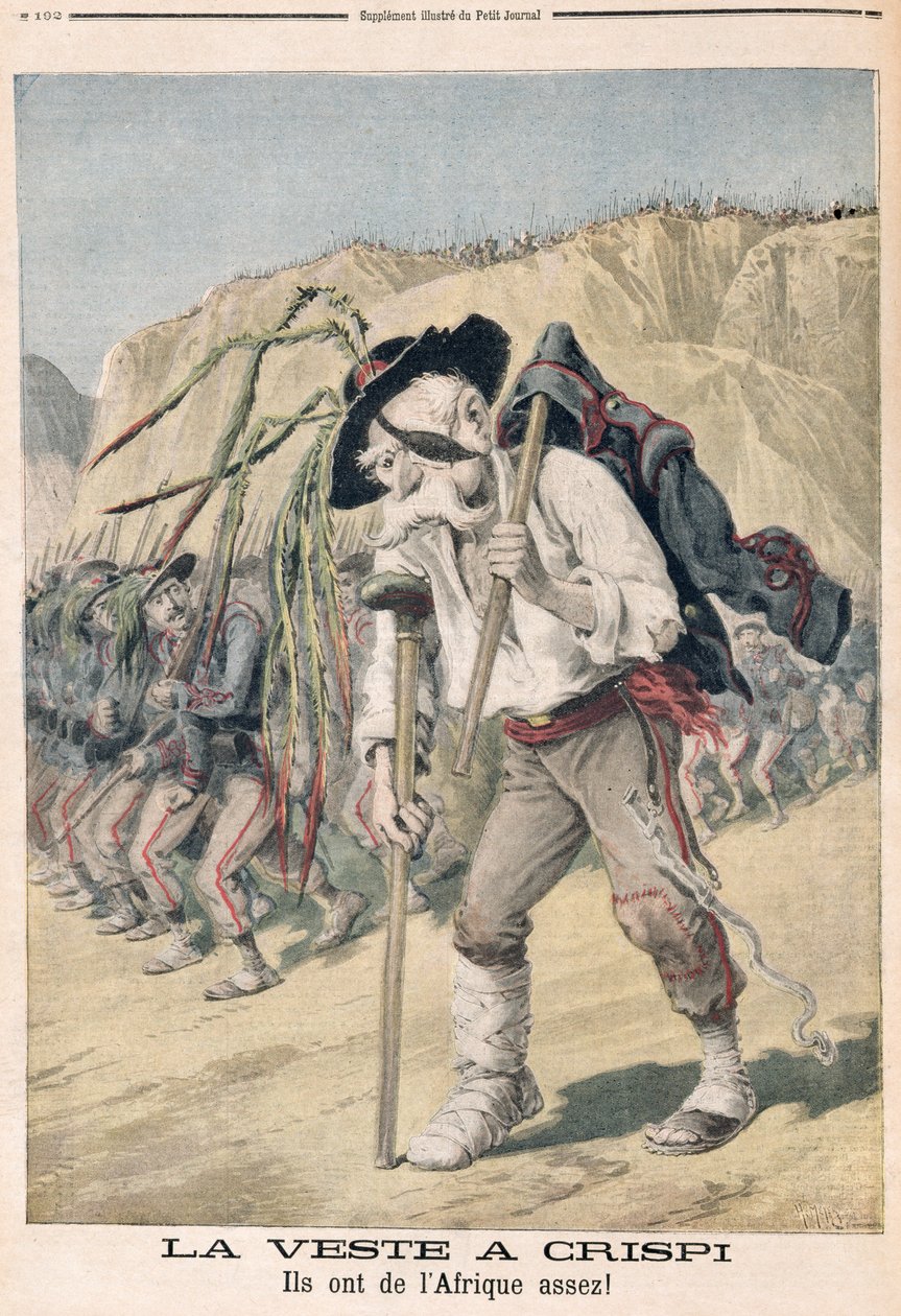 &39;Crispi&39;s Defeat&39;，来自&39;Le Petit Journal&39;的漫画，1896年 作者 财富路易斯·米奥勒和亨利·梅尔