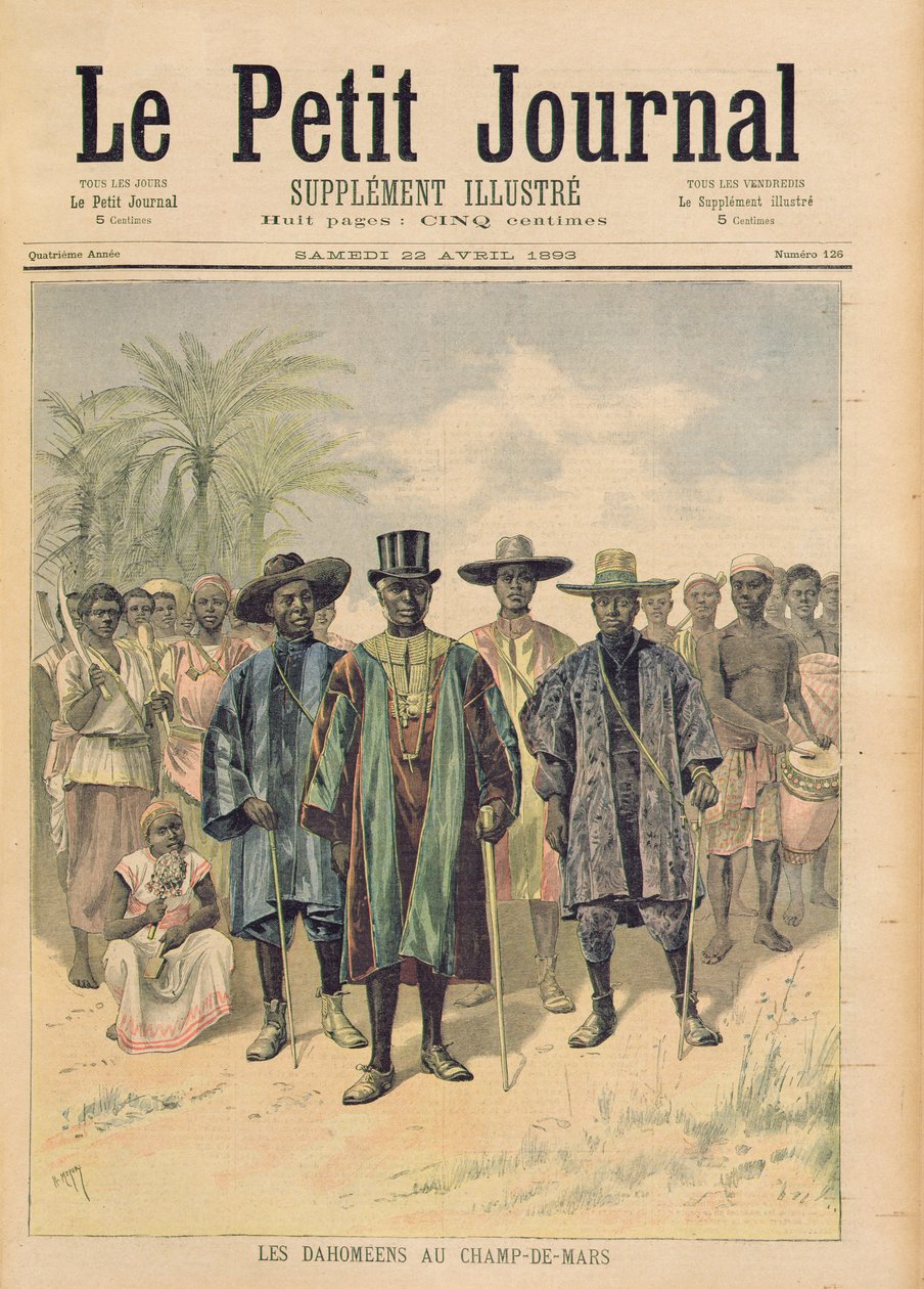 香榭丽舍大街上的Dahomeans，来自&39;Le Petit Journal&39;的插图，1893年4月22日 作者 财富路易斯·米奥勒和亨利·梅尔