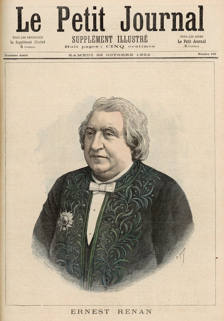 Ernest Renan，来自&39;Le Petit Journal&39;，1892年10月22日 作者 财富路易斯·米奥勒和亨利·梅尔