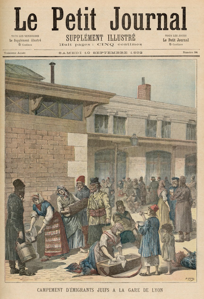 里昂火车站的犹太难民营，来自&39;Le Petit Journal&39;，Supplement Illustre，1892年9月10日 作者 财富路易斯·米奥勒和亨利·梅尔
