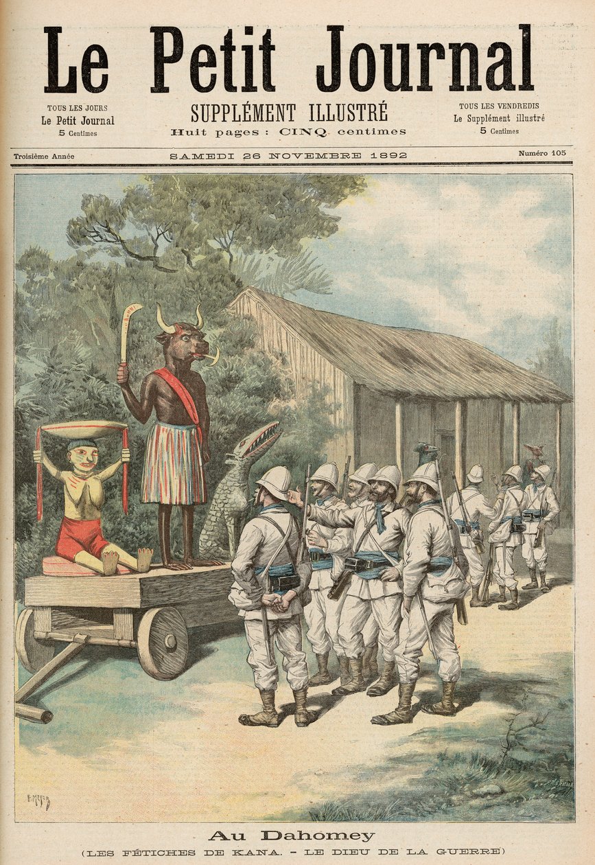 1892年11月26日，来自&39;Le Petit Journal&39;的Kana Fetishes in Dahomey 作者 财富路易斯·米奥勒和亨利·梅尔