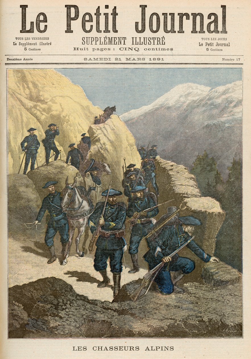 山地步兵，来自&39;Le Petit Journal&39;，1891年3月21日 作者 财富路易斯·米奥勒和亨利·梅尔