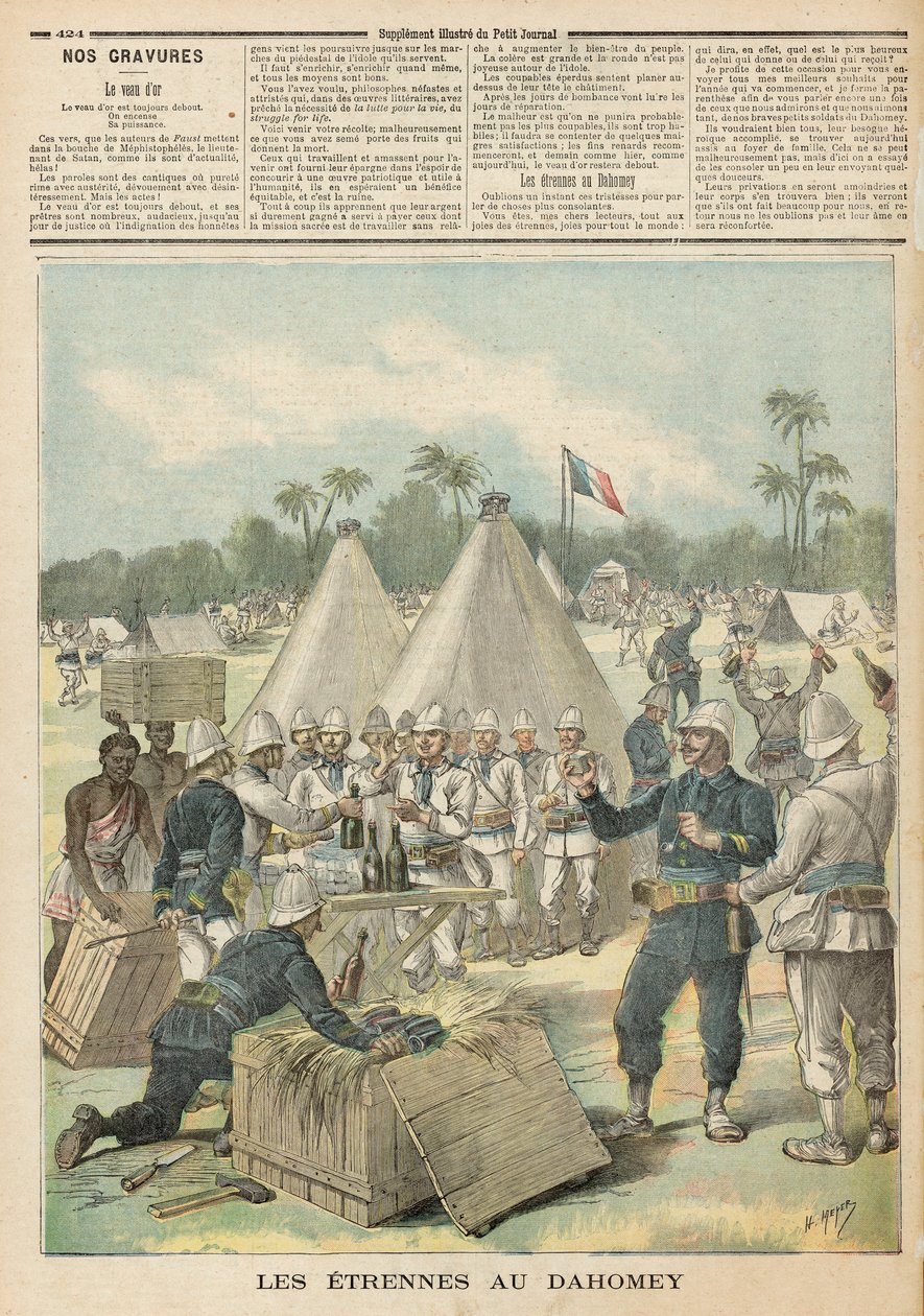 Dahomey的新年礼盒，来自&39;Le Petit Journal&39;，1892年12月31日 作者 财富路易斯·米奥勒和亨利·梅尔