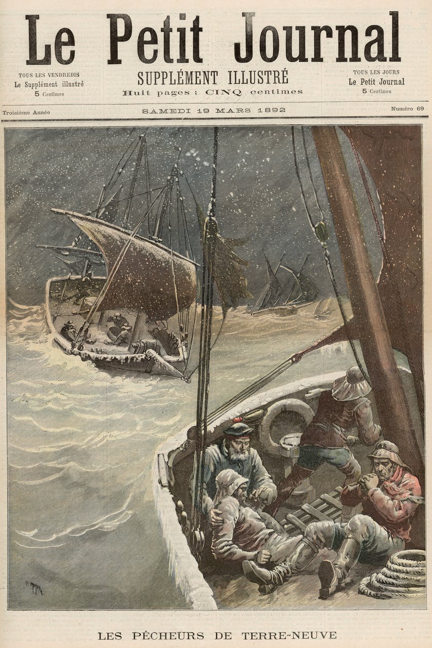 纽芬兰渔民，来自&39;Le Petit Journal&39;，1892年3月19日 作者 财富路易斯·米奥勒和亨利·梅尔