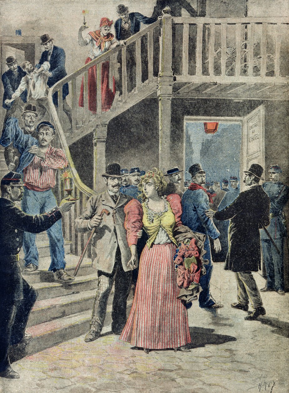 1895年8月4日，来自“Le Petit Journal”的巴黎酒店妓女被捕 作者 财富路易斯·米奥勒和亨利·梅尔