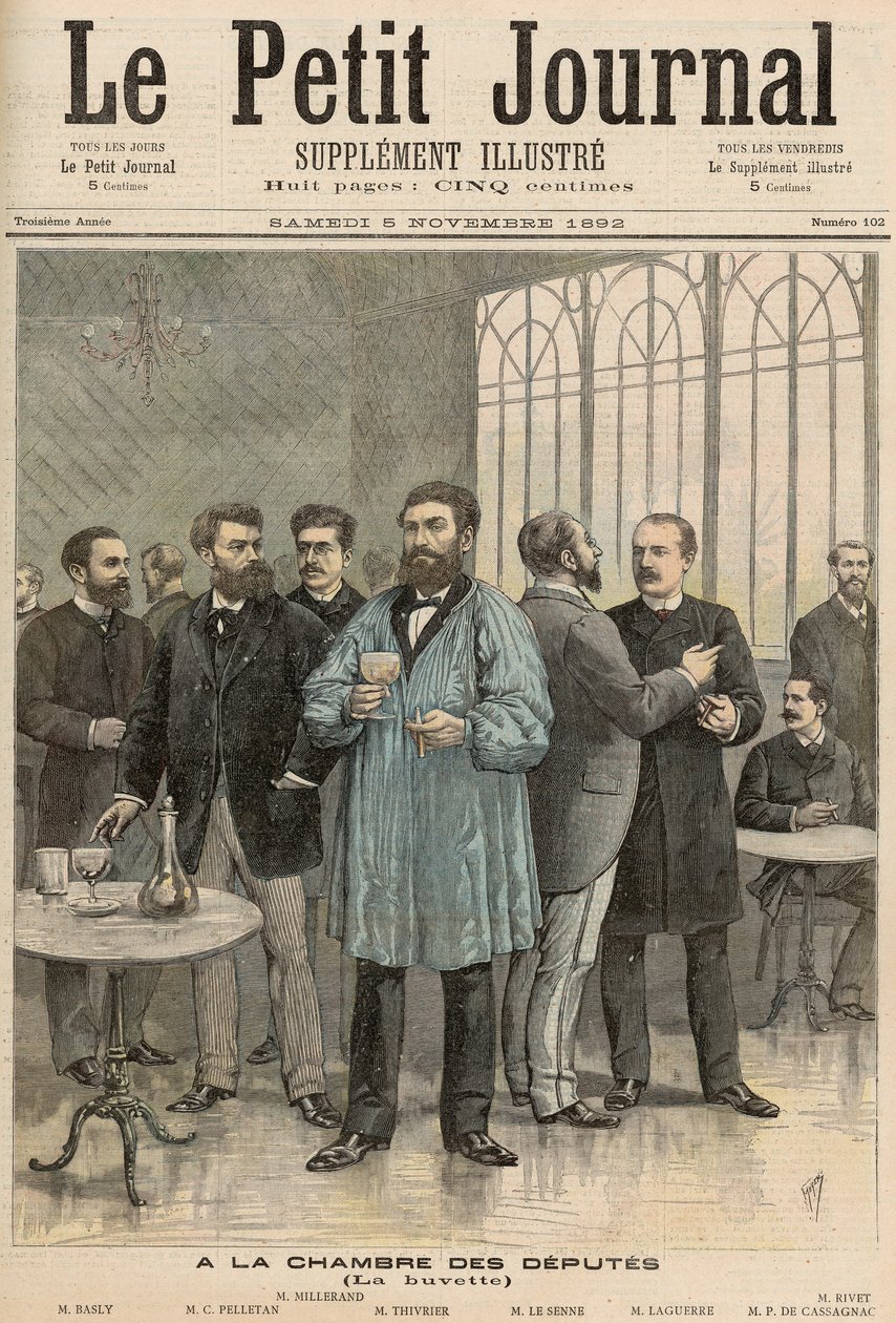 众议院：茶点室，来自&39;Le Petit Journal&39;，1892年11月5日 作者 财富路易斯·米奥勒和亨利·梅尔