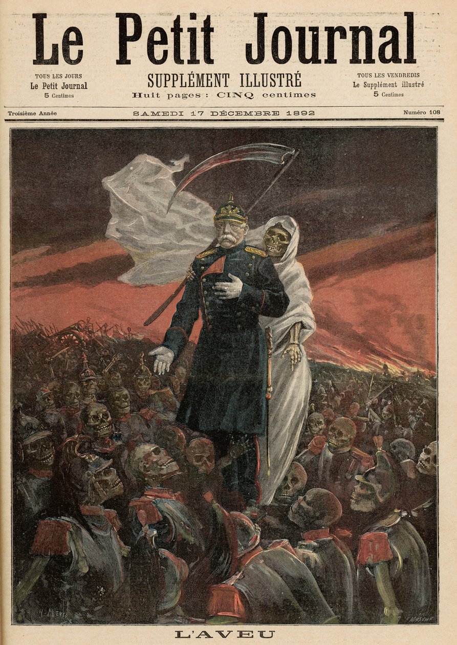 忏悔：Otto Von Bismarck（1815-98）与死亡，来自&39;Le Petit Journal&39;，1892年12月17日 作者 财富路易斯·米奥勒和亨利·梅尔