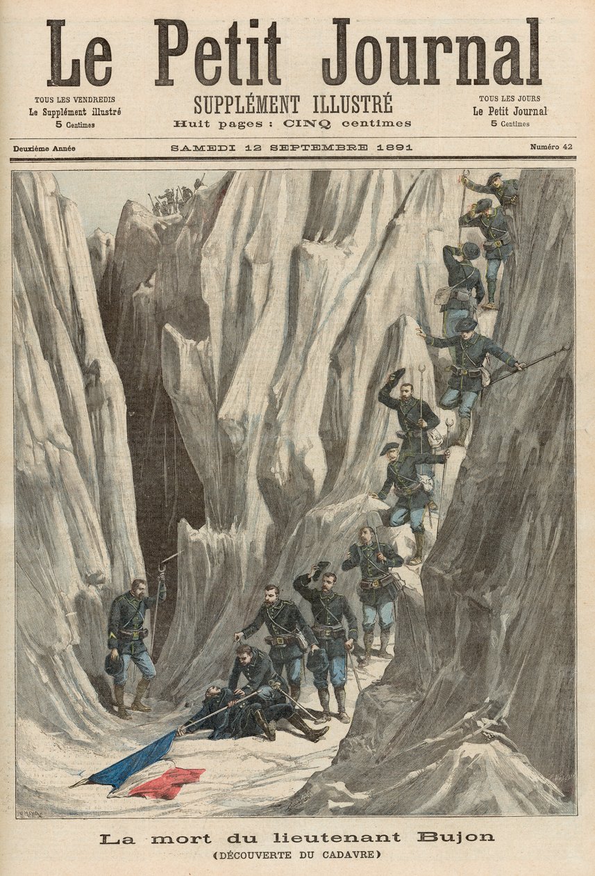 Bujon中尉的死亡：他的身体的发现，来自&39;Le Petit Journal&39;，1891年9月12日 作者 财富路易斯·米奥勒和亨利·梅尔