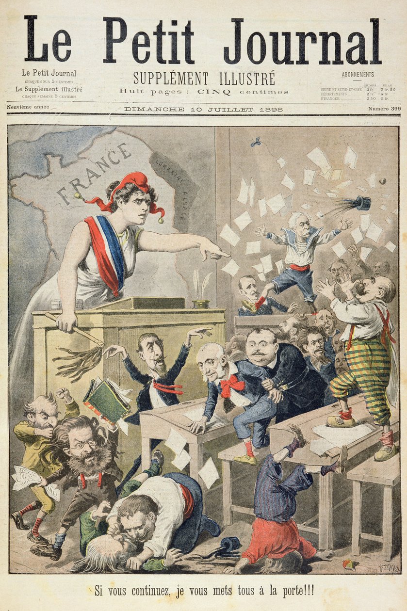标题页描绘了众议院的骚动，插图来自Le Petit Journal的插图补充，1898年7月10日 作者 财富路易斯·米奥勒和亨利·梅尔