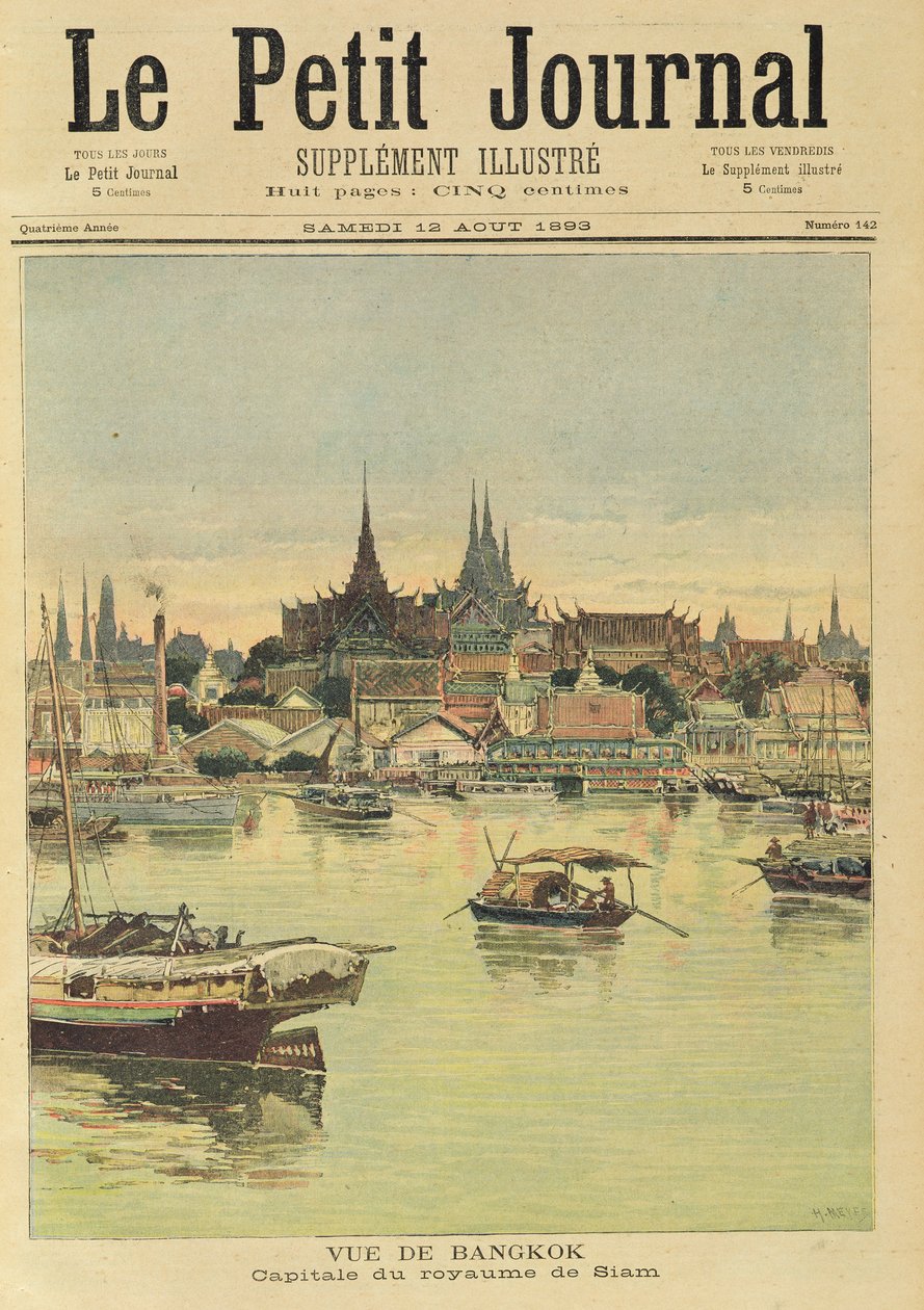 曼谷的景色，来自&39;Le Petit Journal&39;，1893年8月12日 作者 财富路易斯·米奥勒和亨利·梅尔